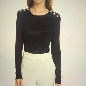 Veronica Beard Women's Black Button-Shoulder Top